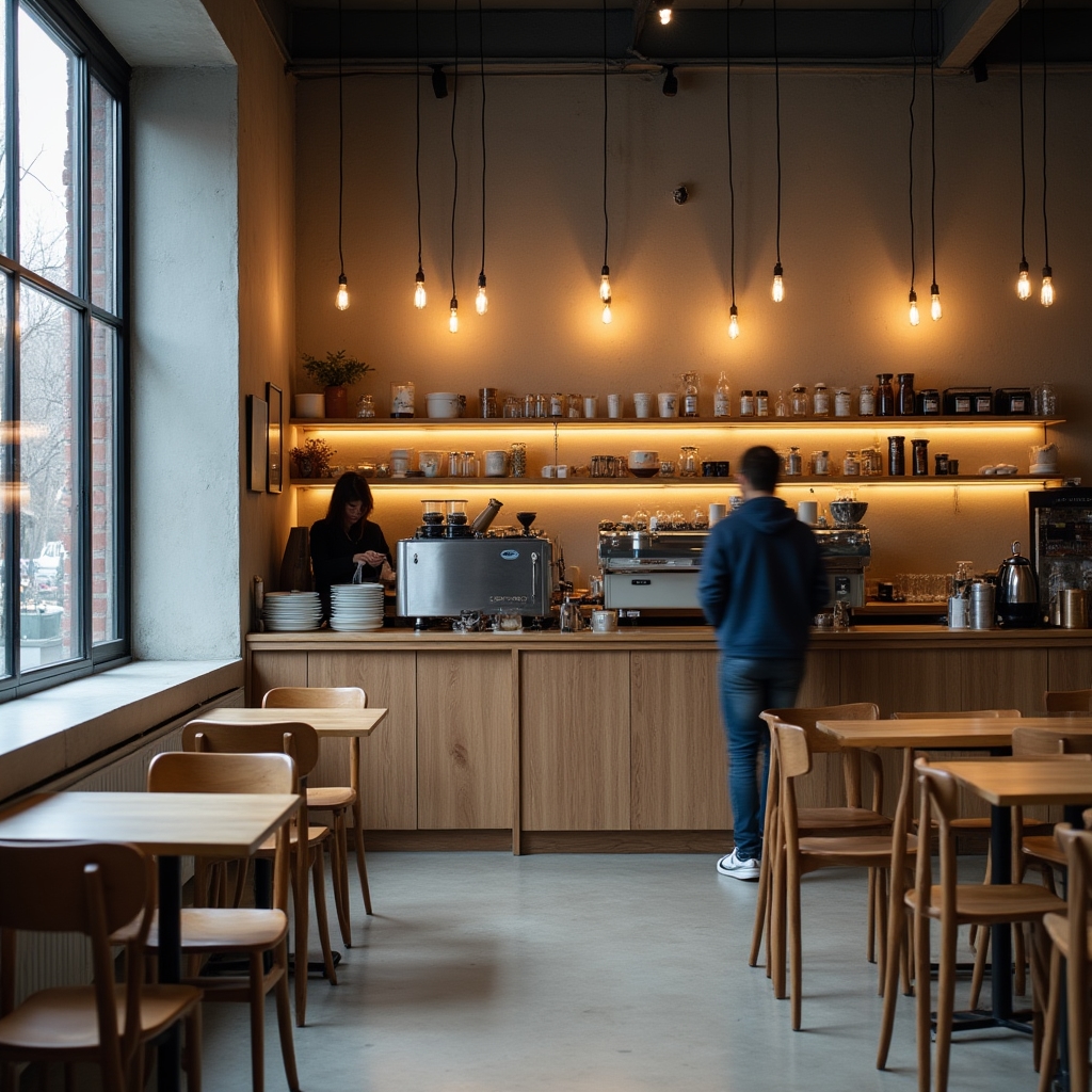 Interior cafenea independentă din Cluj cu design minimalist