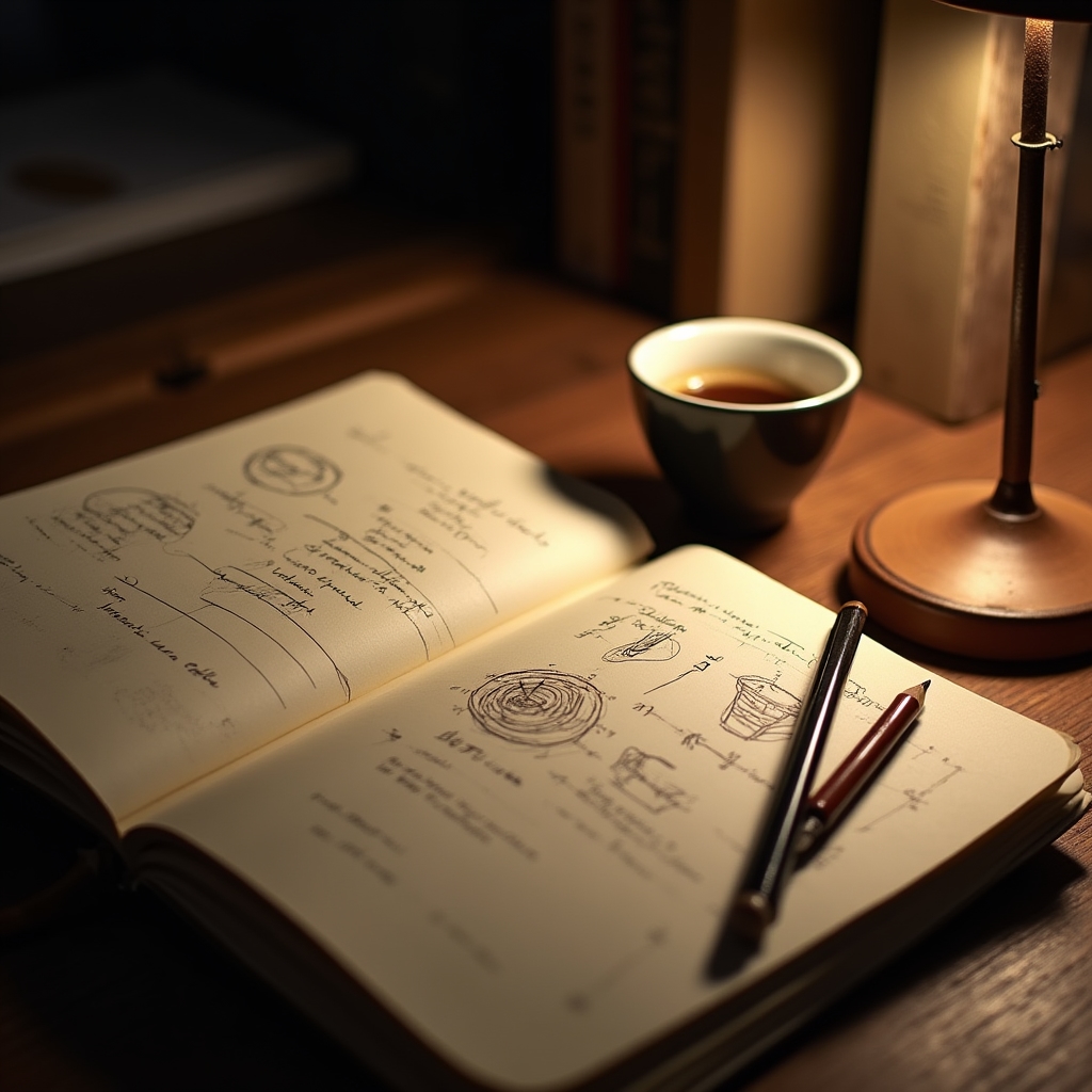 Notițe de degustare cafea scrise de mână pe caiet