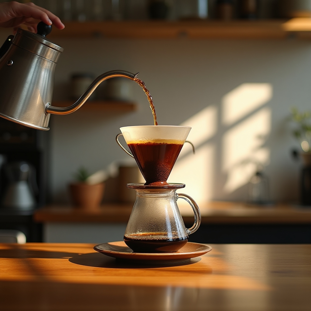 Preparare cafea prin metoda pour-over cu kettle gooseneck